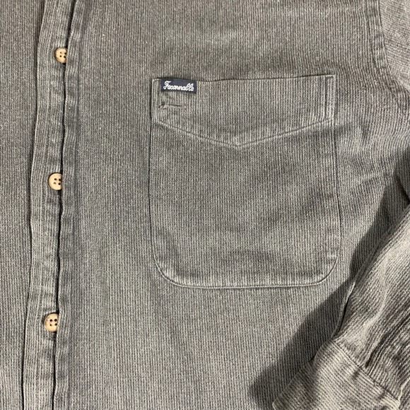 VTG Faconnable Shirt Mens Medium Gray Button Up Long Sleeve Heavyweight Corduroy - Picture 5 of 12